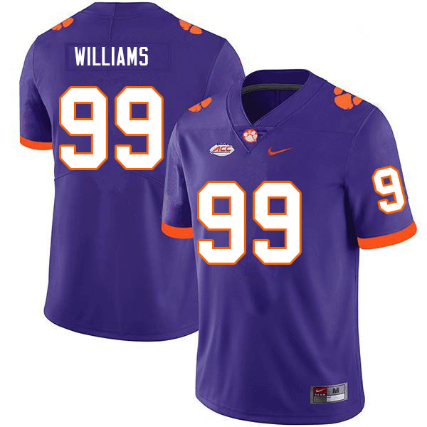Men #99 Greg Williams Clemson Tigers College Football Jerseys Sale-Purple - Click Image to Close